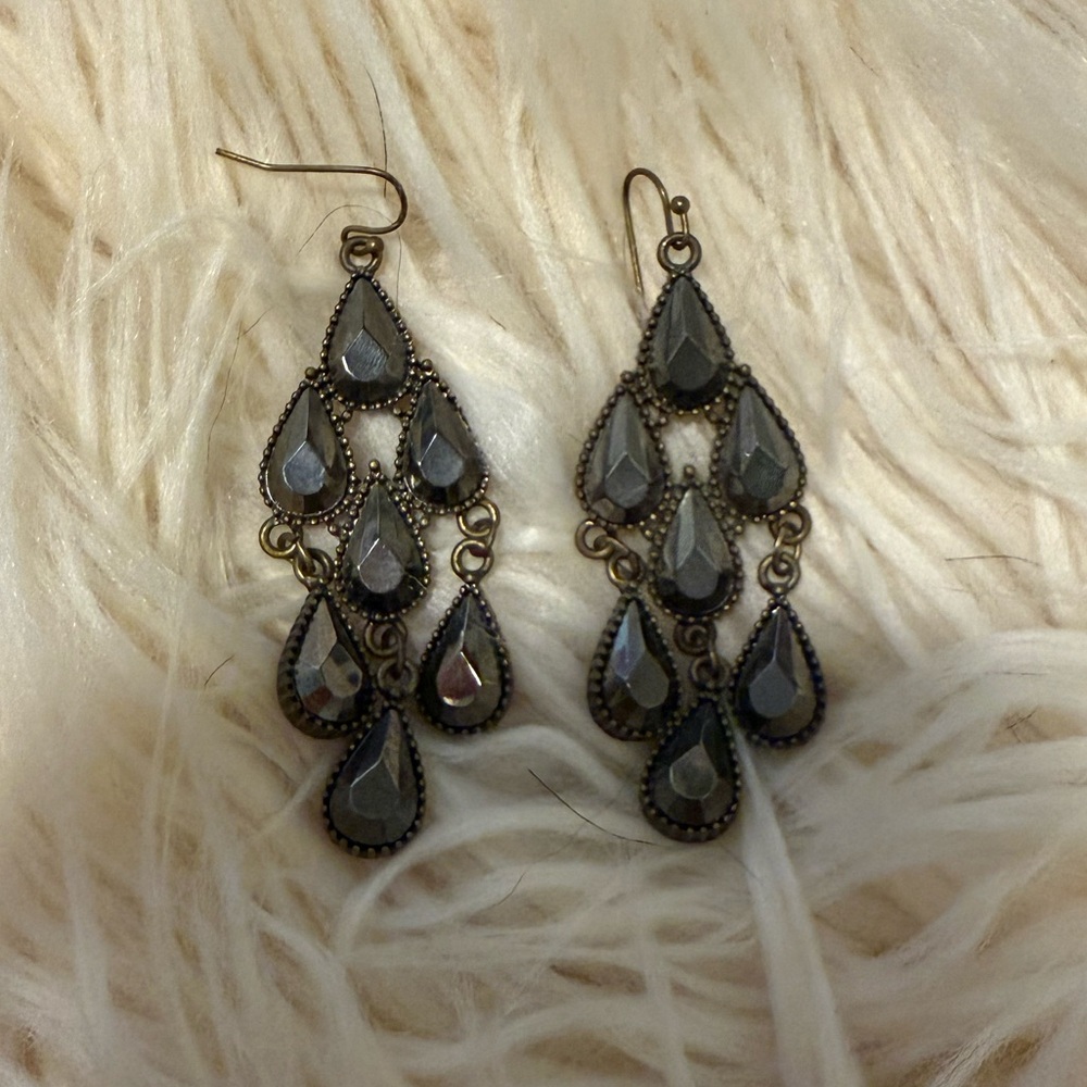 Pewter chandelier earrings